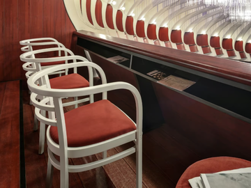 POSTSPARKASSE - Beech chair with armrests with integrated cushion by Wiener GTV Design - view 3